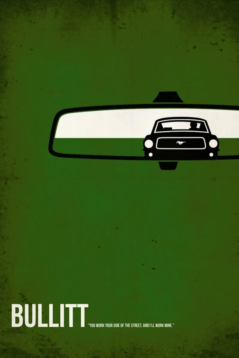 Bullitt poster met houten frame van Naxart