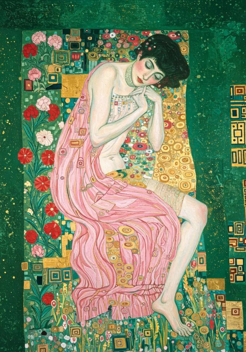 Opulenza in rosa e verde poster con telaio in plastica da Art Center