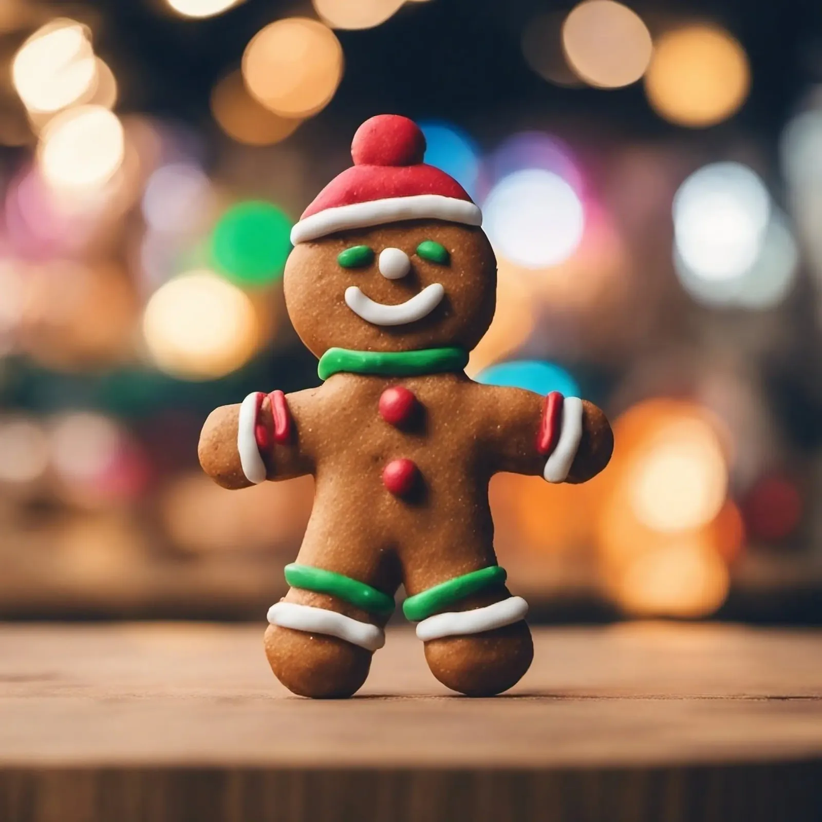 Festive Gingerbread Man with Christmas Lights acrylic glass by PhotoVibe Decor
