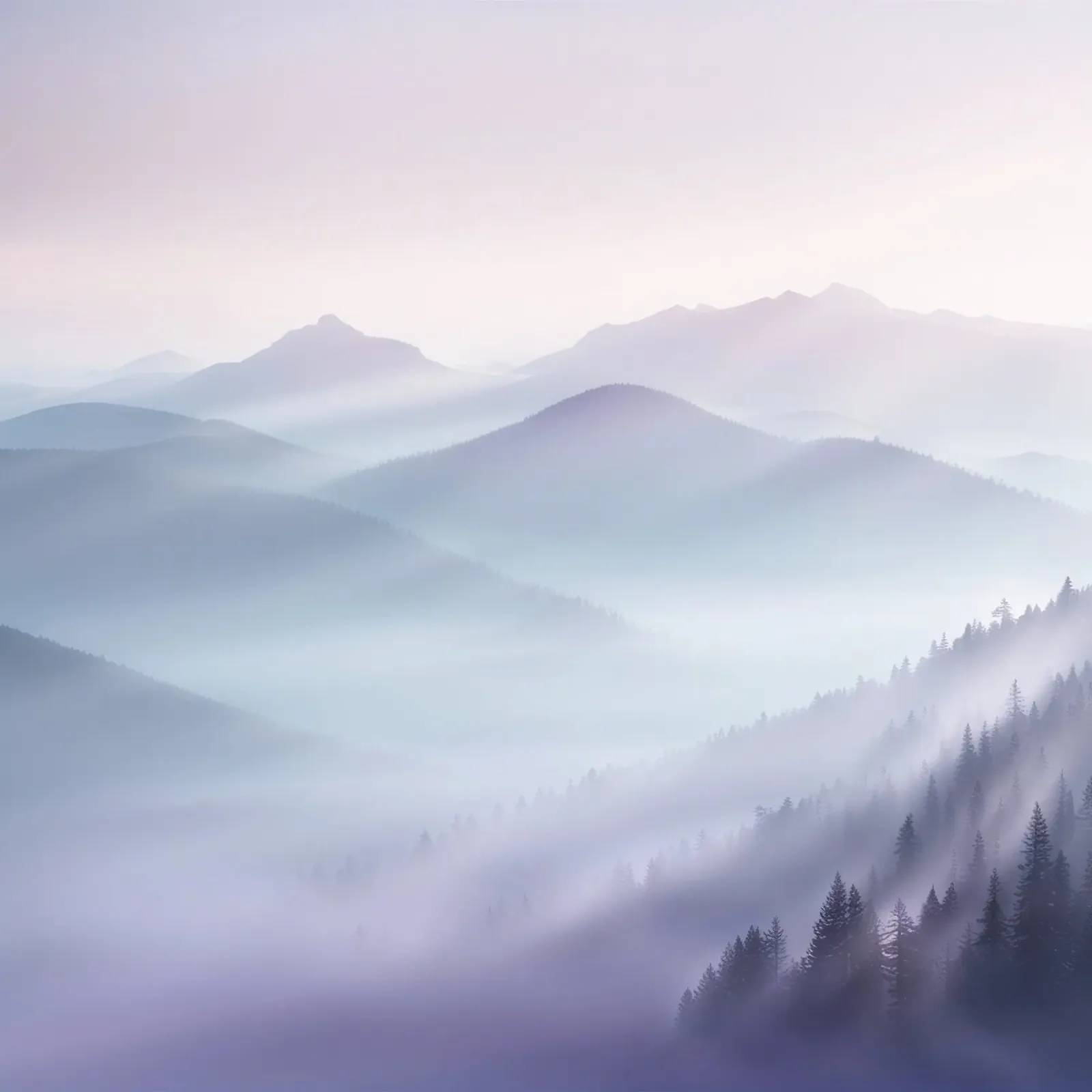 Nebbia che attraversa i crinali delle montagne alluminio dibond da PhotoVibe Decor