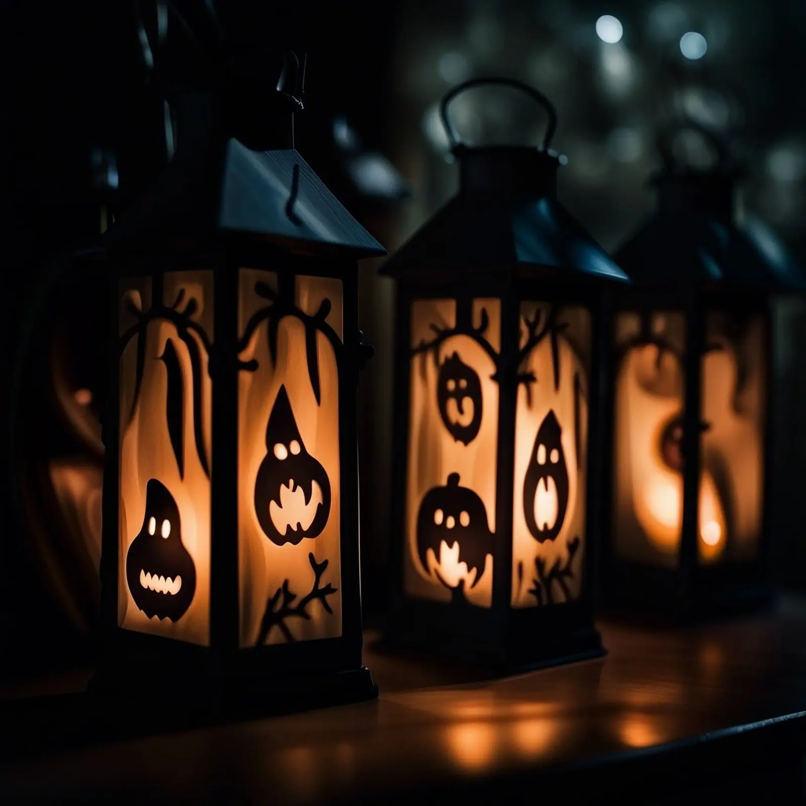 Halloween Lanterns Glowing in the Dark canvas with Floater frame by PhotoVibe Decor