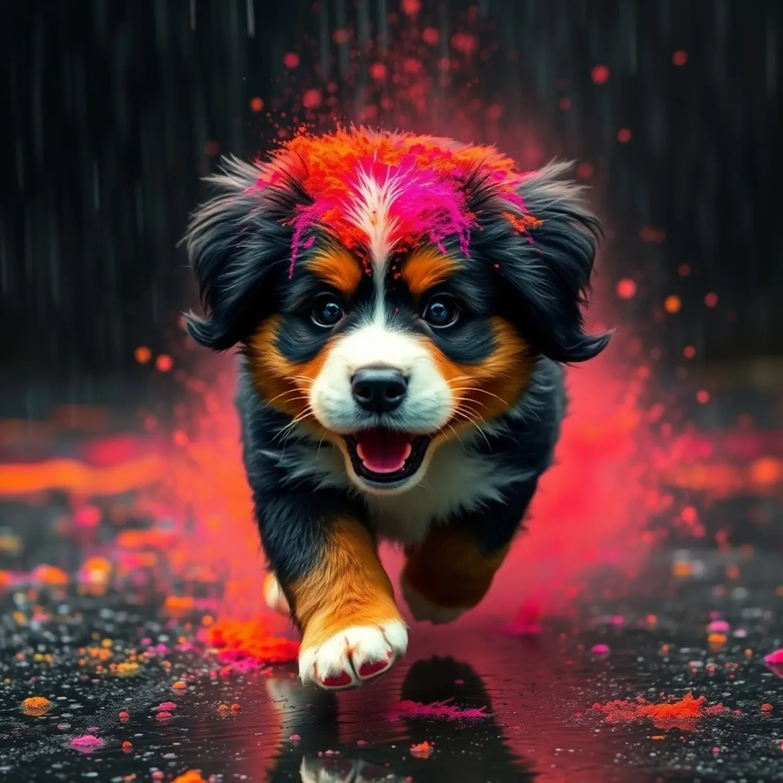 The colorful Bernese Mountain Dog #48 alu-dibond by Yumis.Beargang.and.Me