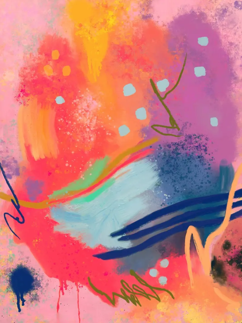 En de zee droomde - Abstracte Kunst canvas van Petra Lang