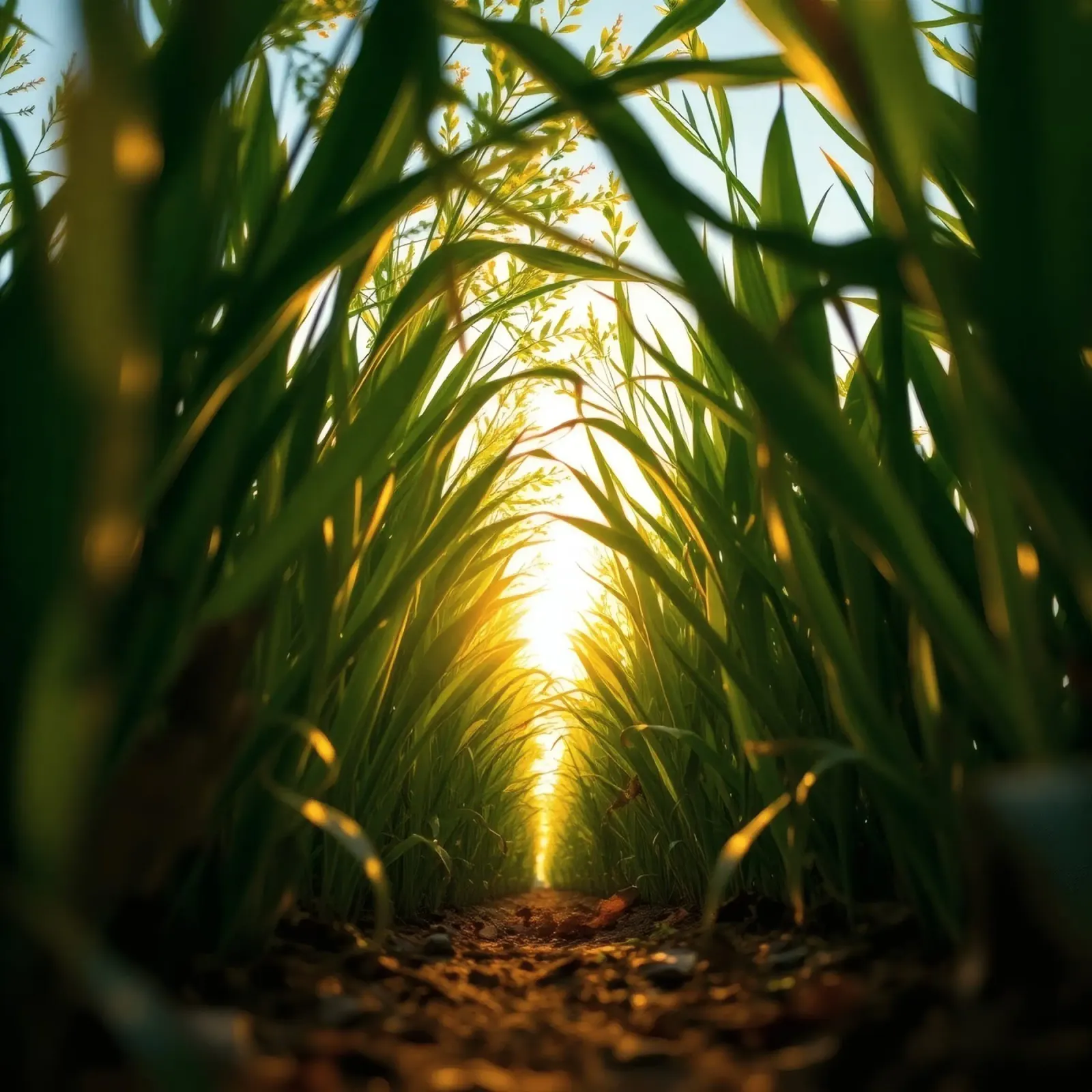 Sunlight filters through tall grass in a calm field canvas by DesignDoodle