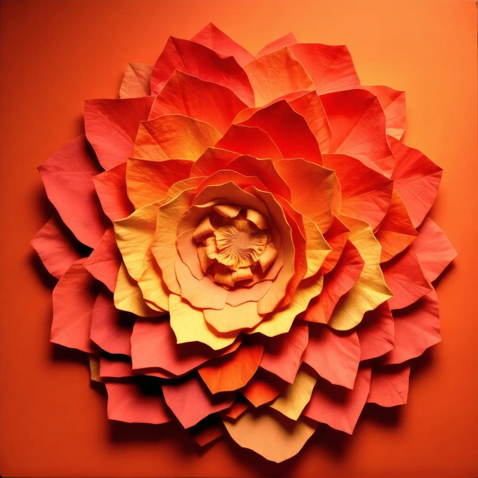 Bellissimo disegno di fiori di carta realizzati a mano in un vivace colore arancione pellicola backlit da DesignDoodle