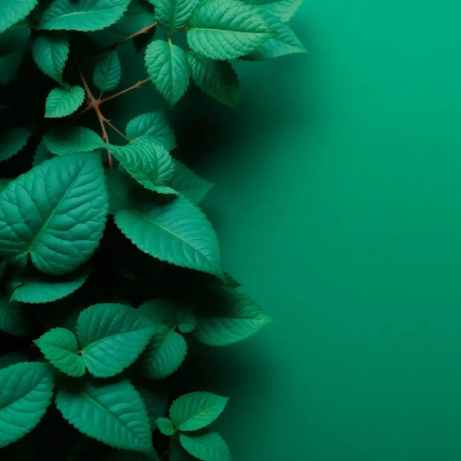 Lush green leaves create a backdrop in a calming nature poster by DesignDoodle