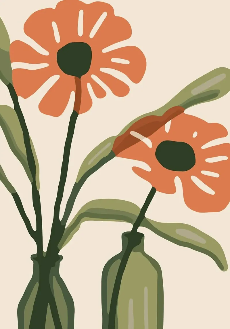 vaso di fiori poster con telaio in alluminio da Abstract Botanical Art