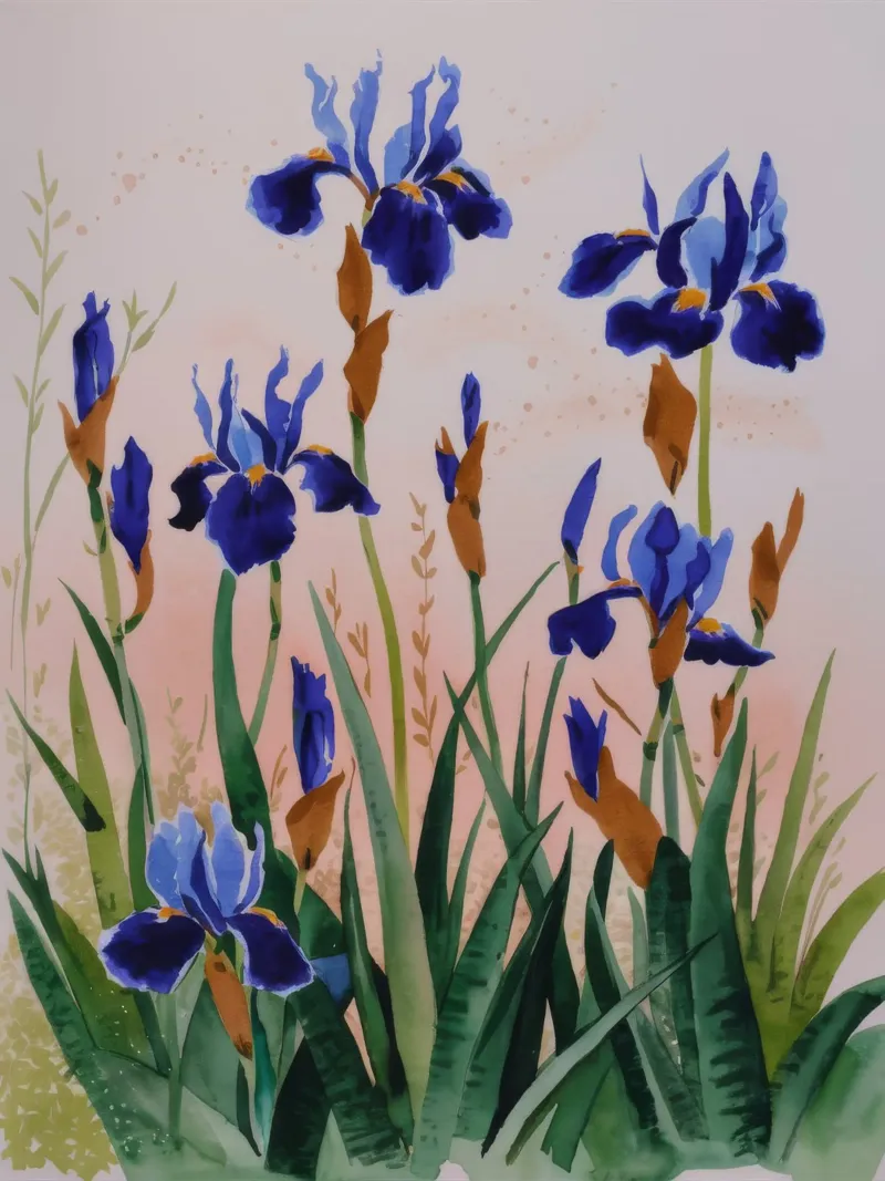 Eleganti fiori di iris pellicola backlit da Verve Pigments