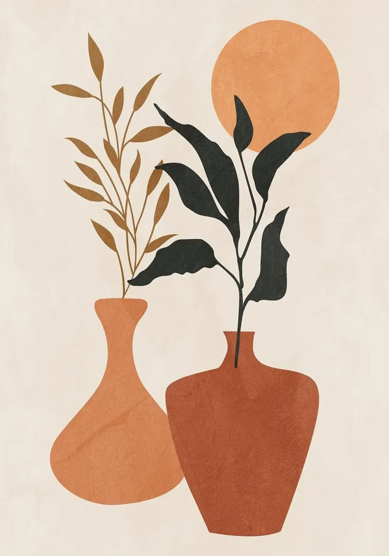 vaso poster con telaio in alluminio da Abstract Botanical Art