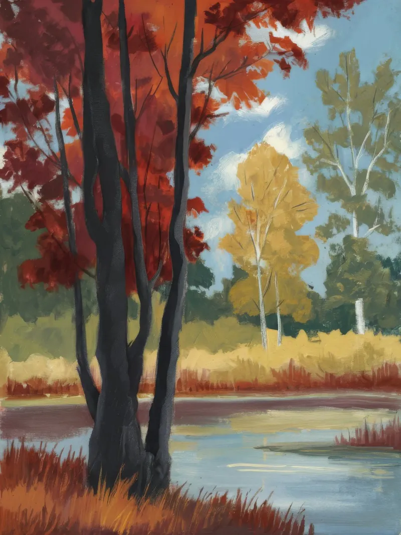 Herfstig bos en rust canvas van Verve Pigments