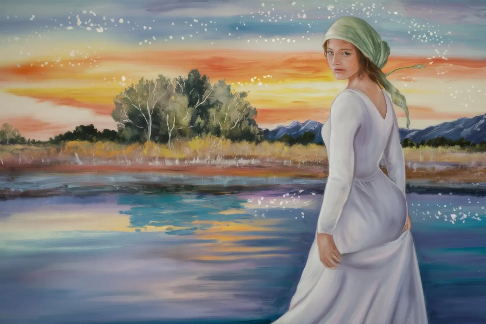 Sunset Stroll Reverie canvas with Floater frame by Verve Pigments