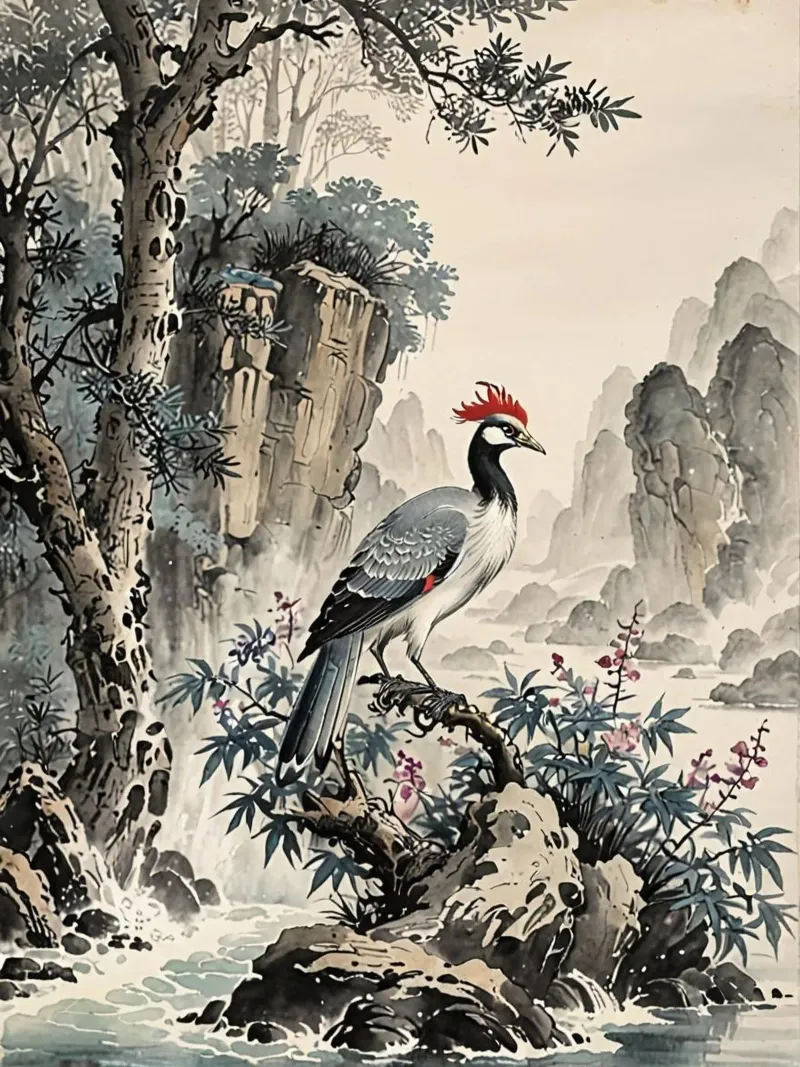 Chinese stork ink painting poster da heaventrain