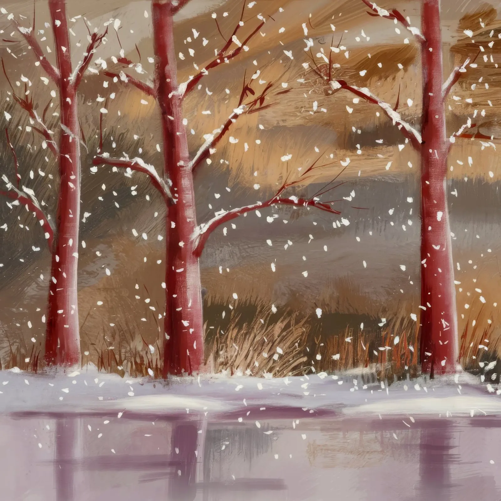 Linee scarlatte della nevicata pellicola backlit da Solestice Strokes
