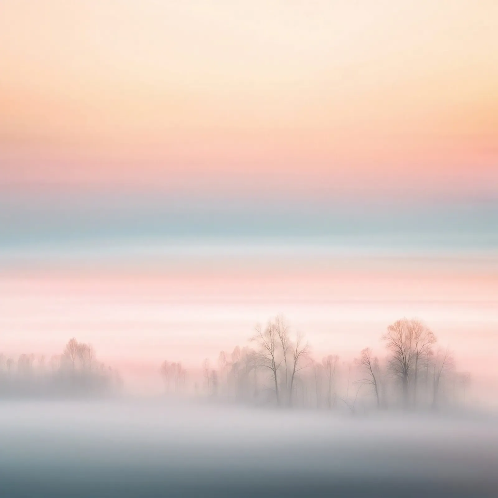 Pastel Fog with Bare Trees at Dusk canvas by PhotoVibe Decor