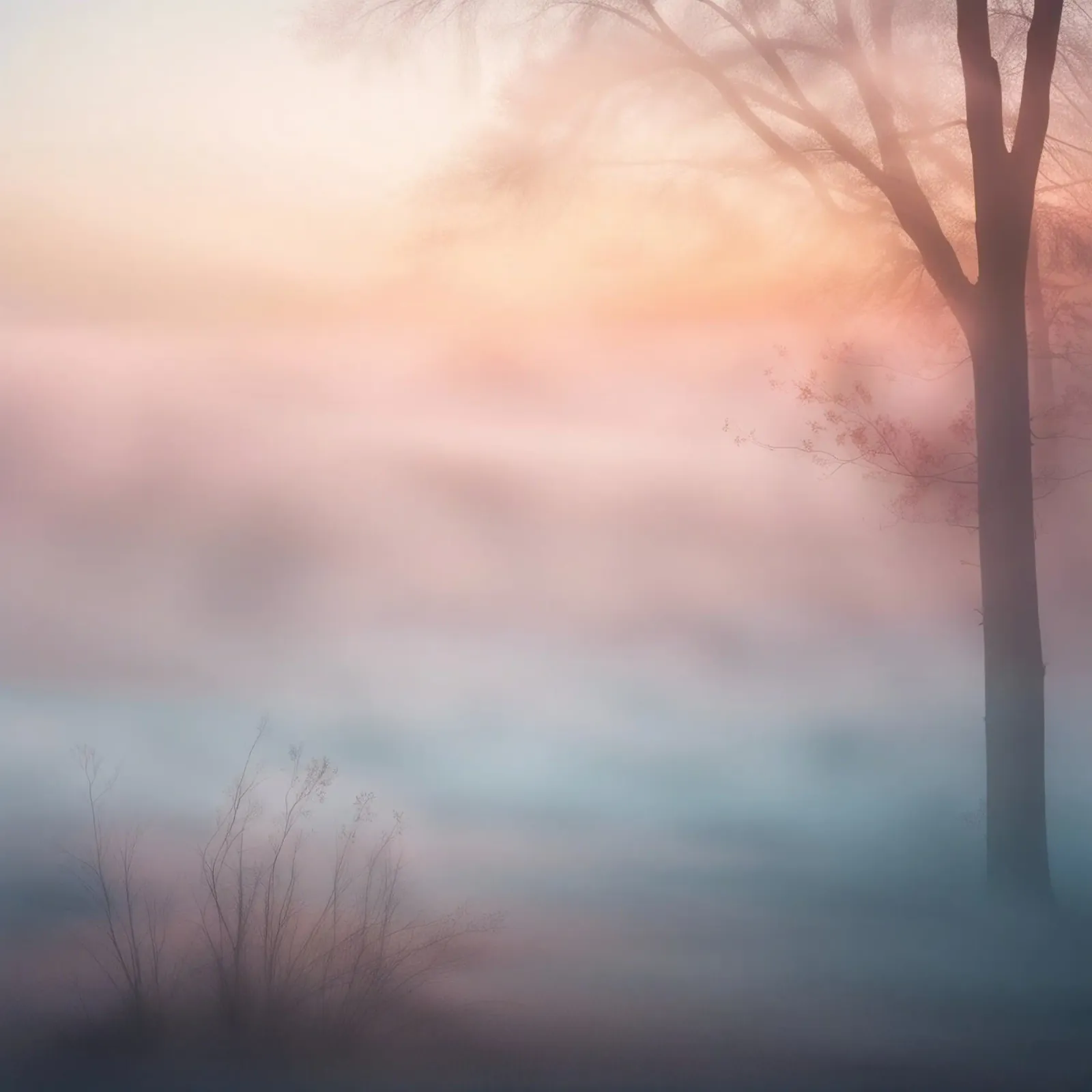 Albero nella foschia all'alba pellicola backlit da PhotoVibe Decor