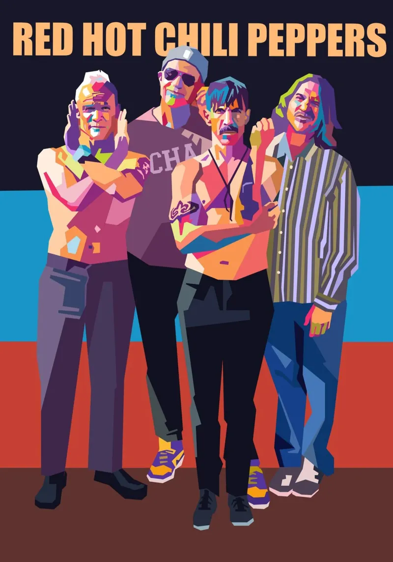 Stile artistico dei Red Hot Chilli Peppers WPAP pellicola backlit da Hantamrata
