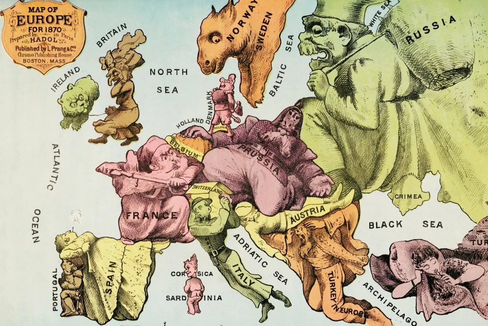 Map of Europe for 1870 pellicola backlit da Vintage by JUNIQE