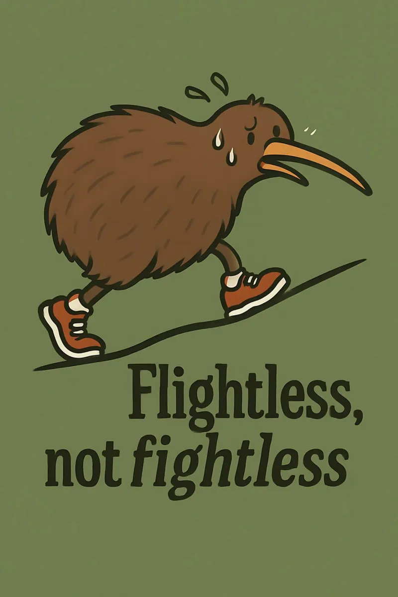 Meme divertente sull'uccello kiwi poster con telaio in plastica da Funny Humor Art
