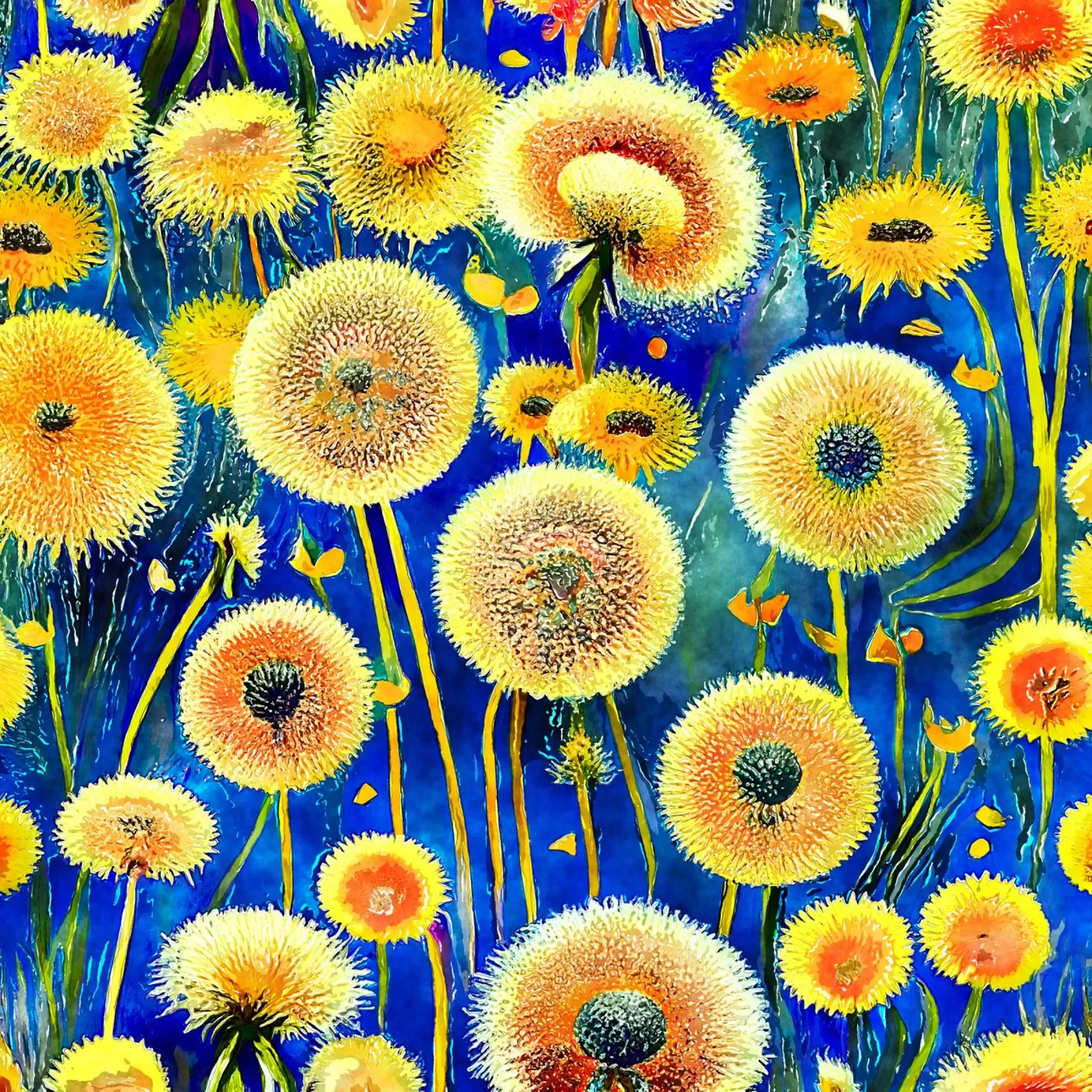 Funky Dandelions backlit film by Botanical Pattern House