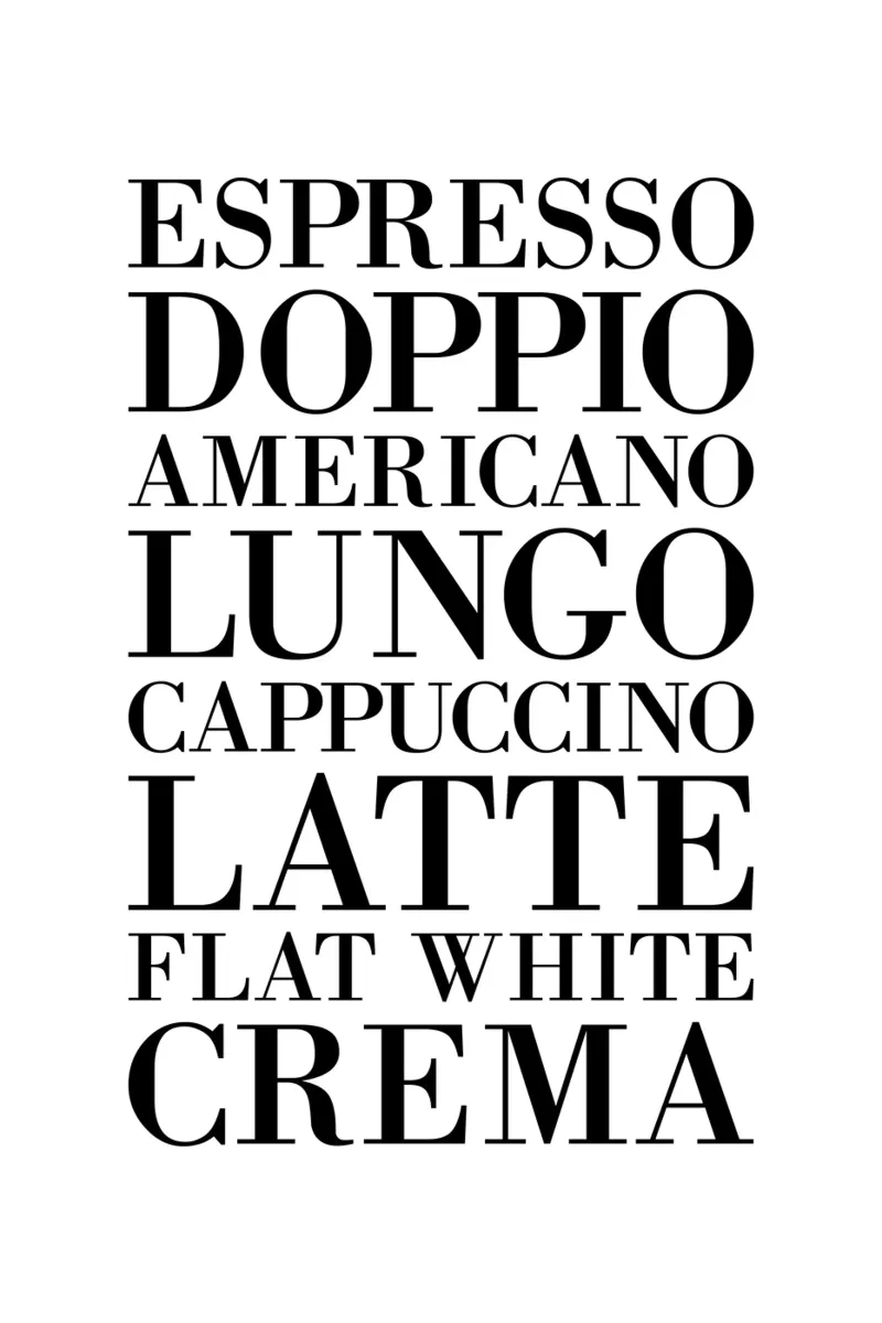 Espresso Coffee Types pellicola backlit da Typo Designs