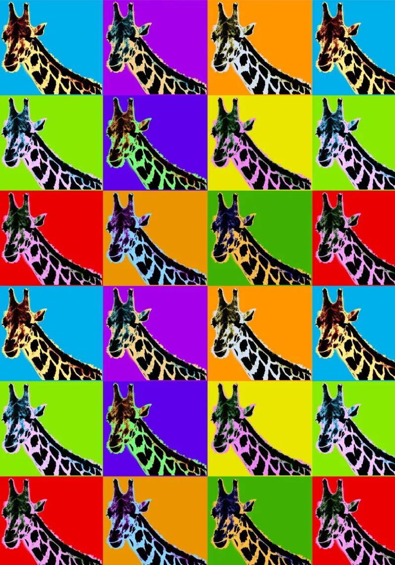 Pop Art Giraffa Grid: Colori audaci, moderno e selvaggio, principi vibranti pellicola backlit da NorwesClub