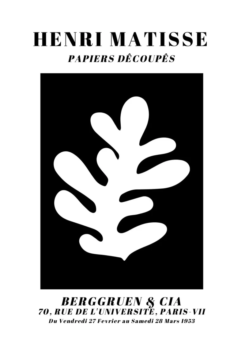 Henri Matisse Cut-Out: Modernist Elegance, Abstract Leaf Art canvas with Floater frame by NorwesClub