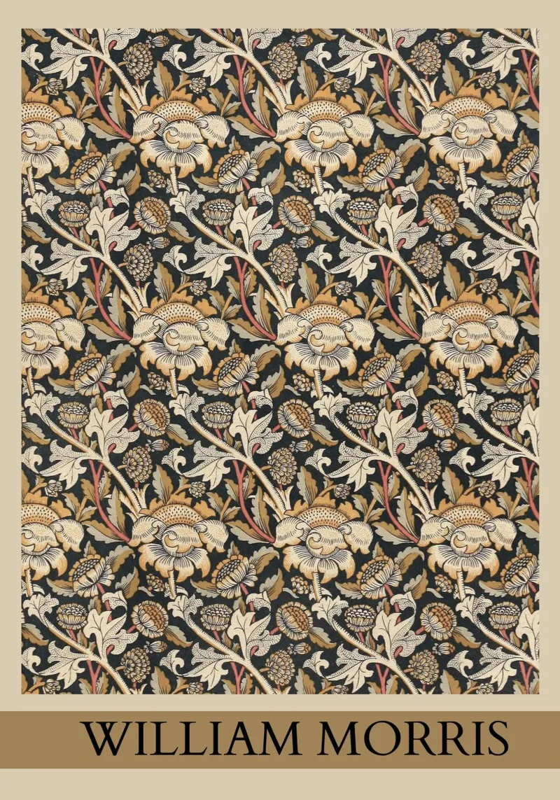 William Morris "Wey" Art Nouveau Floral Pattern Poster Print lienzo con Marco flotante de NorwesClub