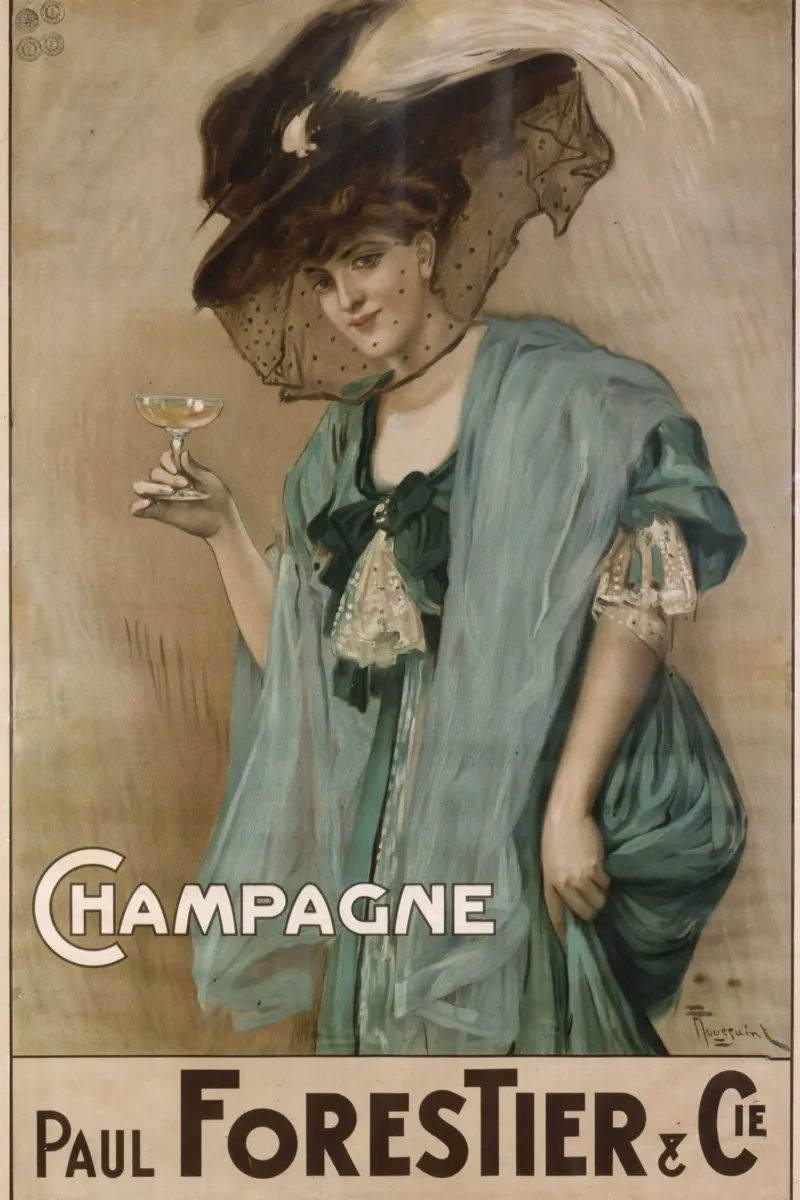Paul Forestier Champagne Vintage Art Nouveau Poster Print tela con Cornice a cassetta da NorwesClub