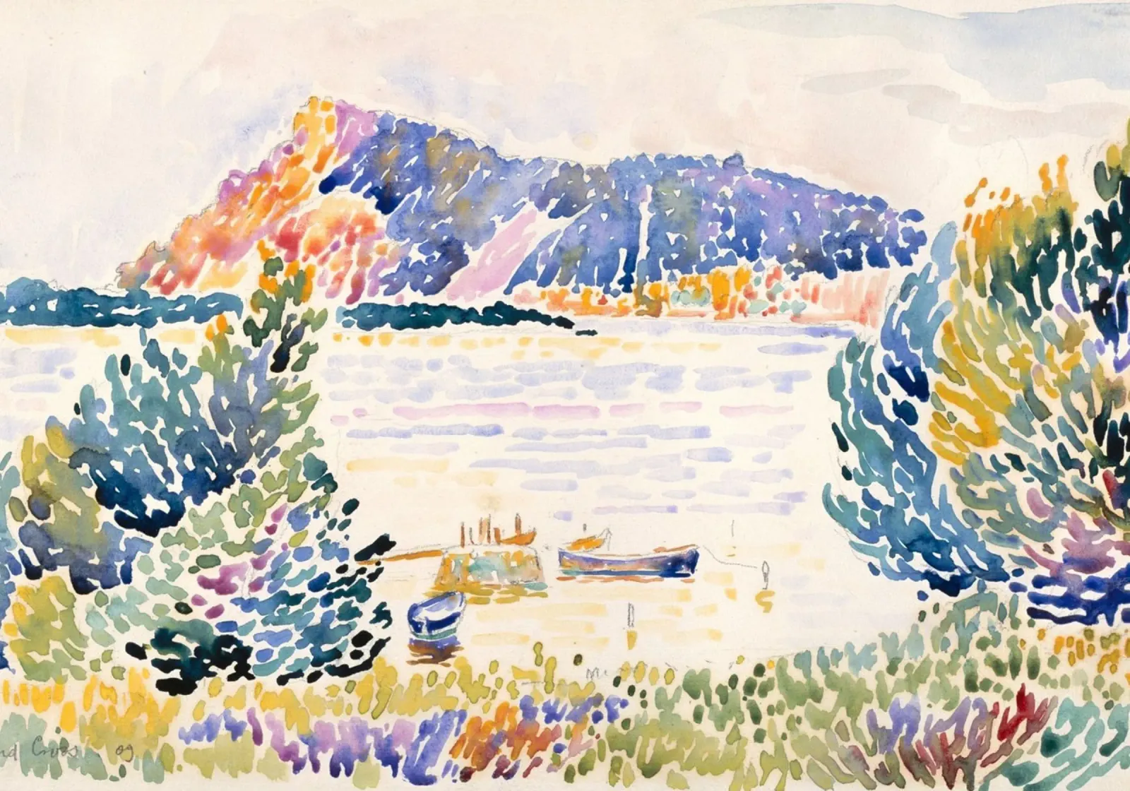 Henri-Edmond Cross "Cap Nègre" Pointillist Landscape Poster acrylic glass by NorwesClub