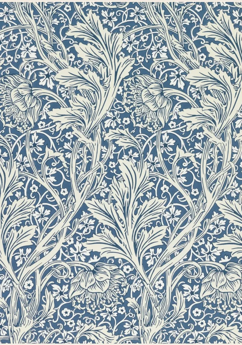 William Morris: Blau-weißes botanisches Kunsthandwerkspatent Poster von NorwesClub
