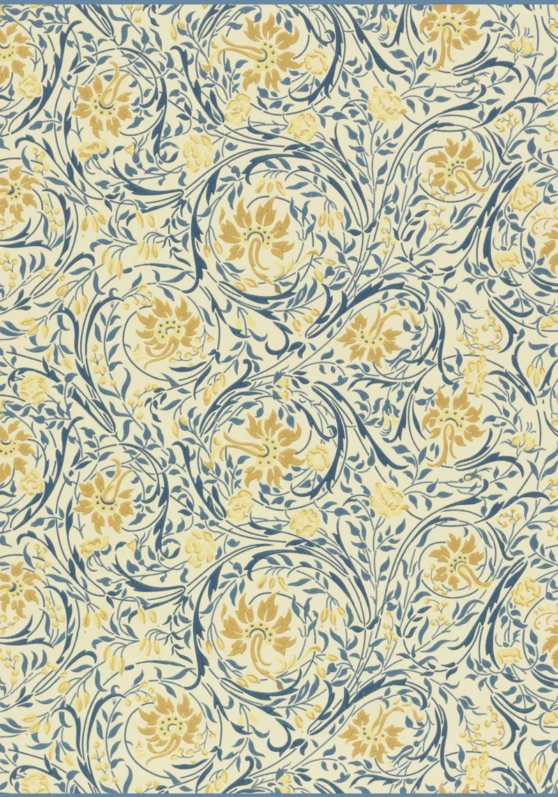 William Morris : motif floral jaune et bleu Arts & Crafts P poster de NorwesClub