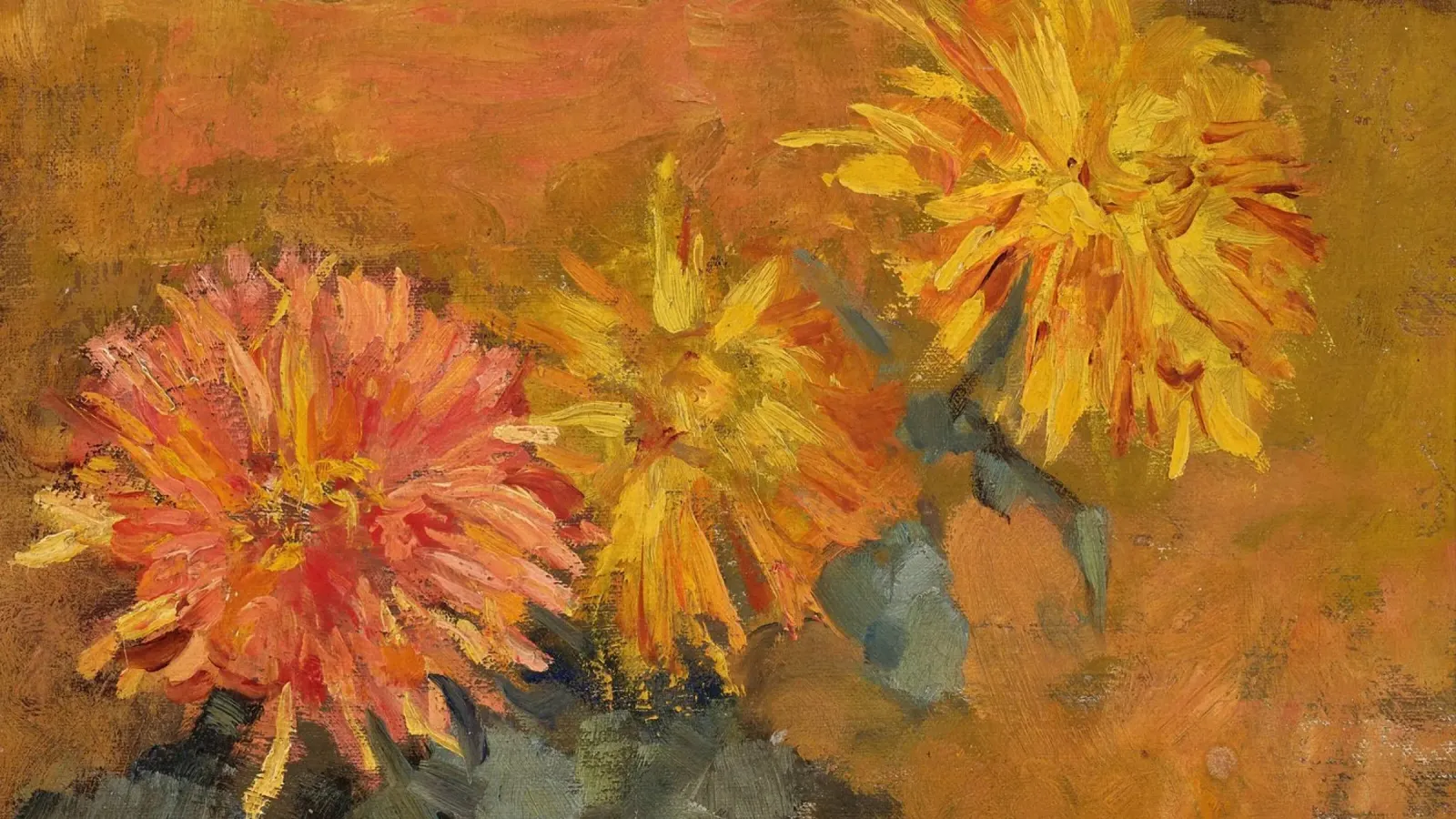 Piet Mondrian: Impressionistische Chrysanthemen Floraler Kunstdruck Poster von NorwesClub