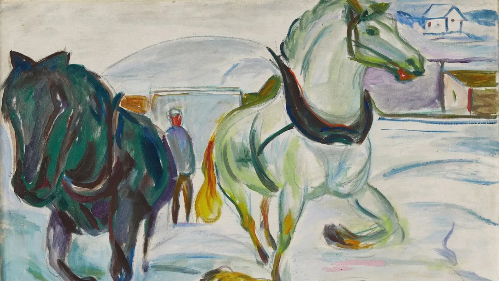 Edvard Munch: Cavalli espressionisti in un paesaggio di neve Arte Pri pellicola backlit da NorwesClub