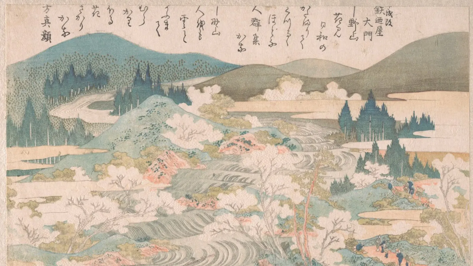 Hokusai: Yoshino River, Ukiyo-e Landscape, Cherry Blossoms acrylic glass by NorwesClub