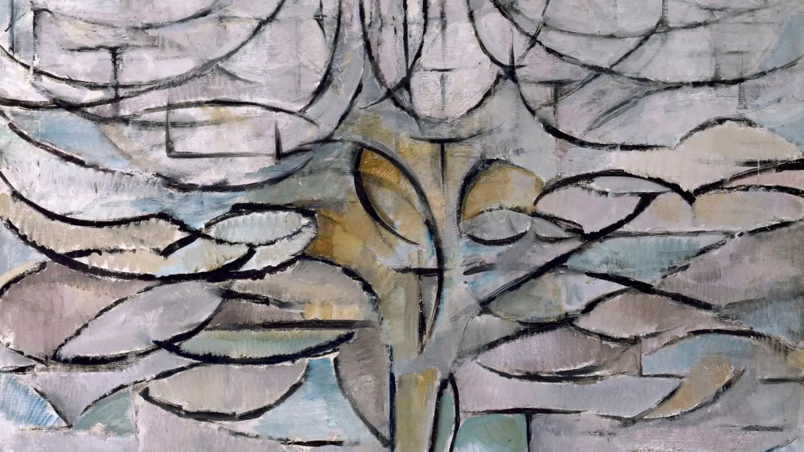 Mondrian Nature: Gray Tree, Cubist Abstraction, Organic Mode canvas by NorwesClub