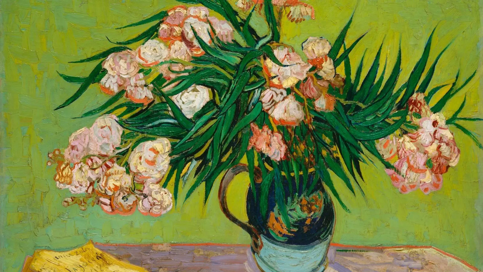 Van Gogh fiorisce: Oleandri, Espressionismo floreale, Summer Vib alluminio dibond da NorwesClub