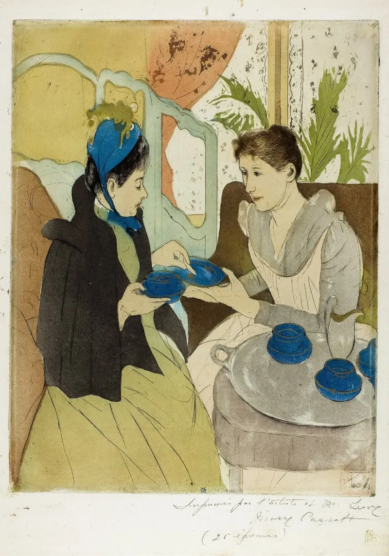 Mary Cassatt "Afternoon Tea Party" Impressionist Print canvas with Floater frame by NorwesClub