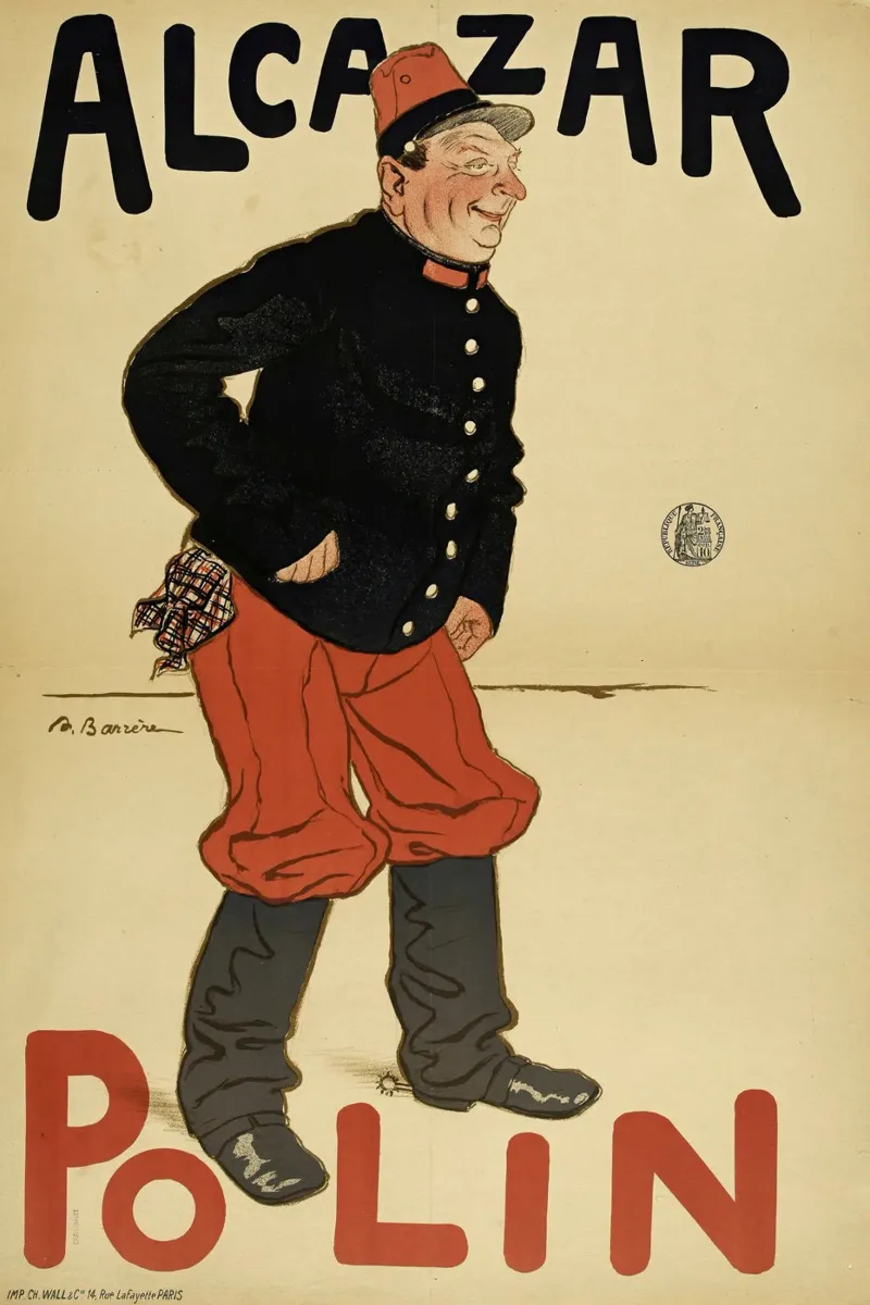 Poster d'epoca di Alcazar Polin - Cabaret francese della Belle Epoque tela con Cornice a cassetta da NorwesClub