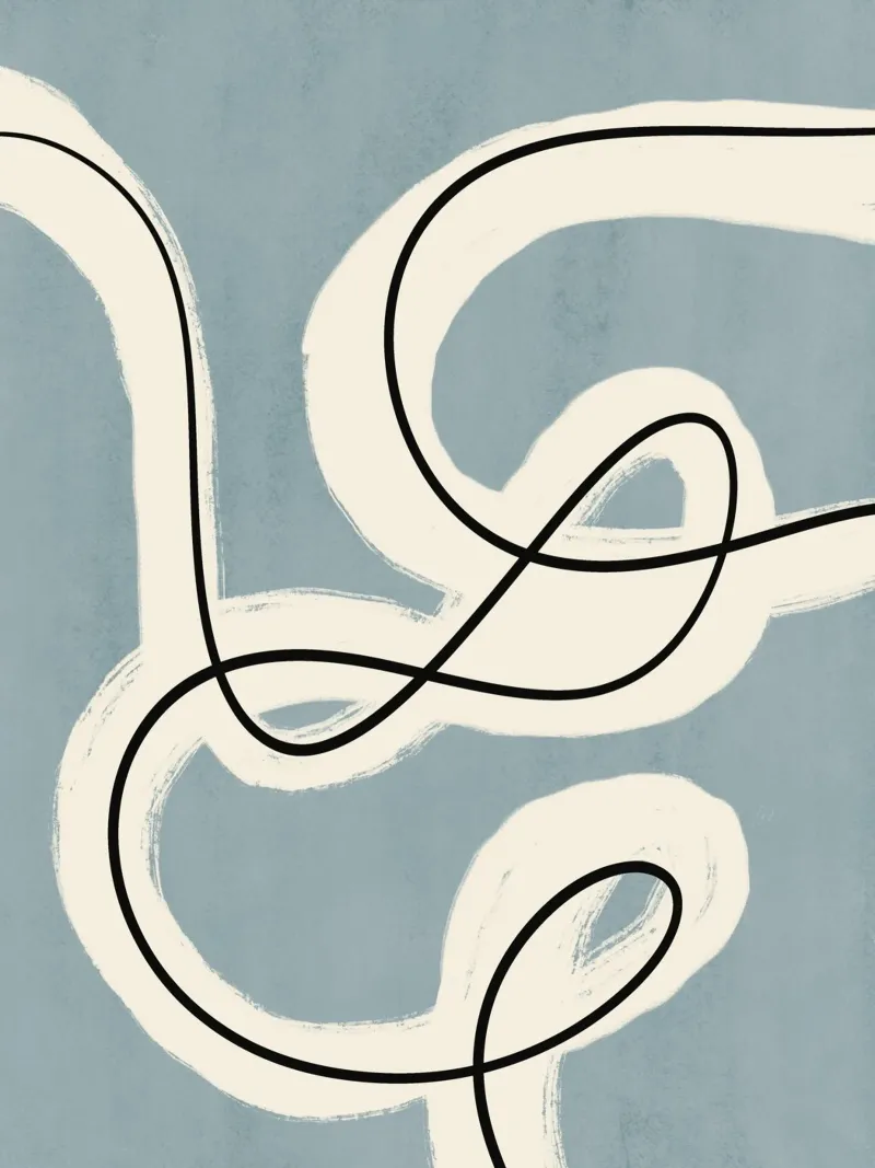 Line art minimalista in blu e grigio pellicola backlit da Little Dean