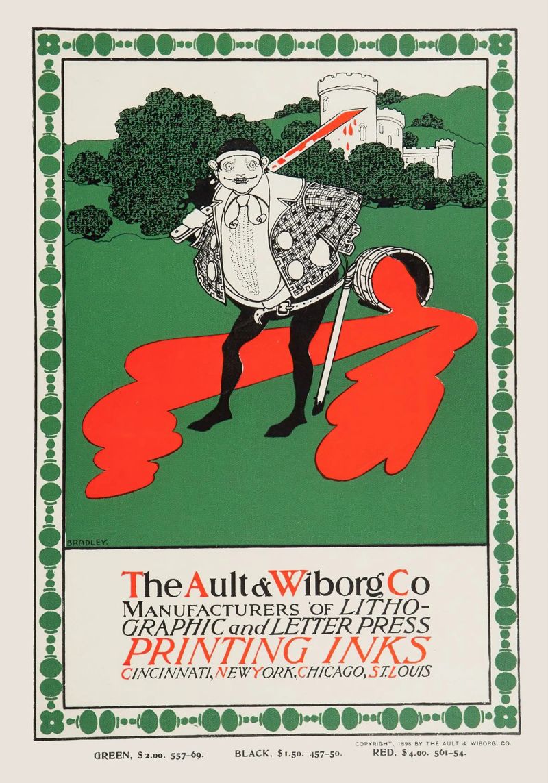 Ault & Wiborg Ad - Bradley's Art Nouveau Printing Ink Design canvas by NorwesClub