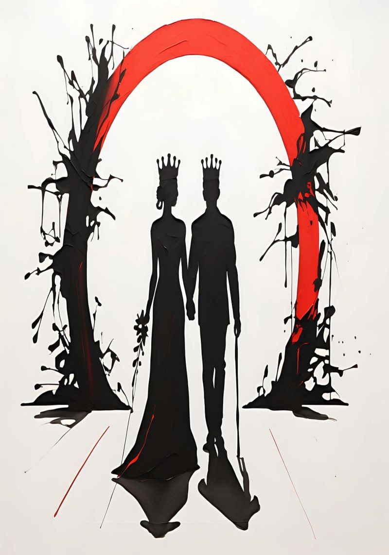 Minimalist King And Queen Abstract Royal Couple Silhouette poster by Cold Wild
