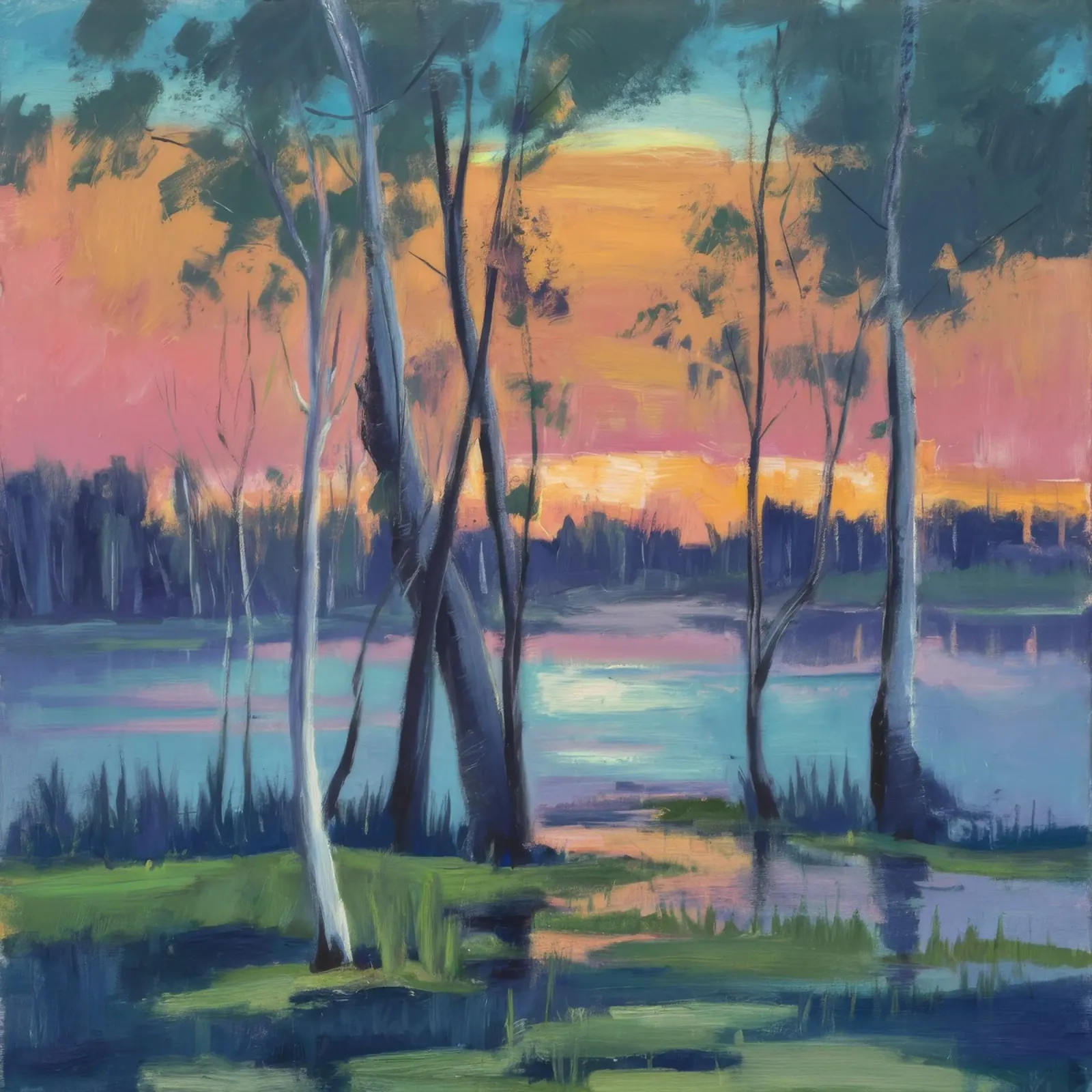 Sunset Grove Spiegel poster met aluminium frame van Solestice Strokes