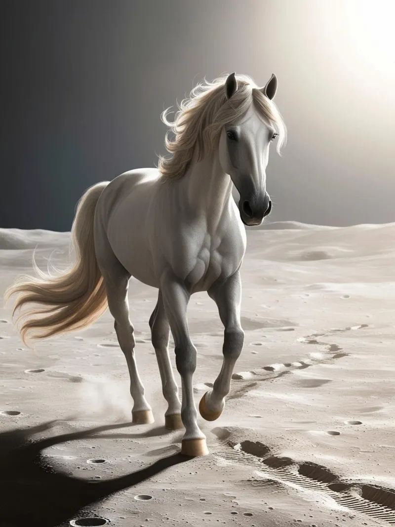 Pfer auf dem Mond carta hahnemühle da Poster Dreams