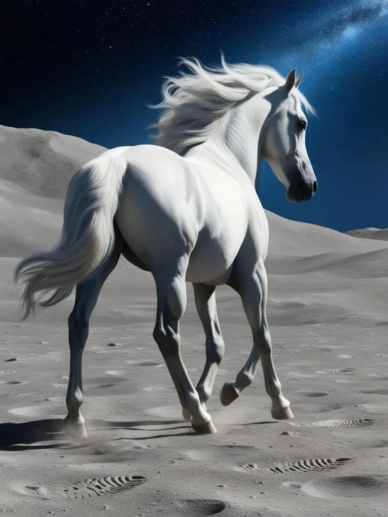 Pfer auf dem Mond alluminio dibond da Poster Dreams