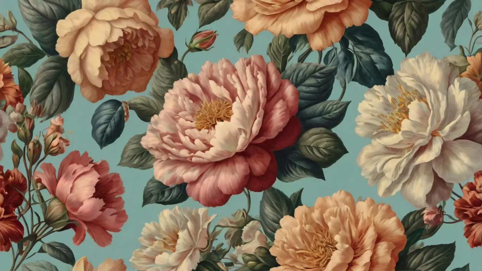 Prachtig gebloemd behangontwerp met diverse bloemen canvas met Baklijst van DesignDoodle