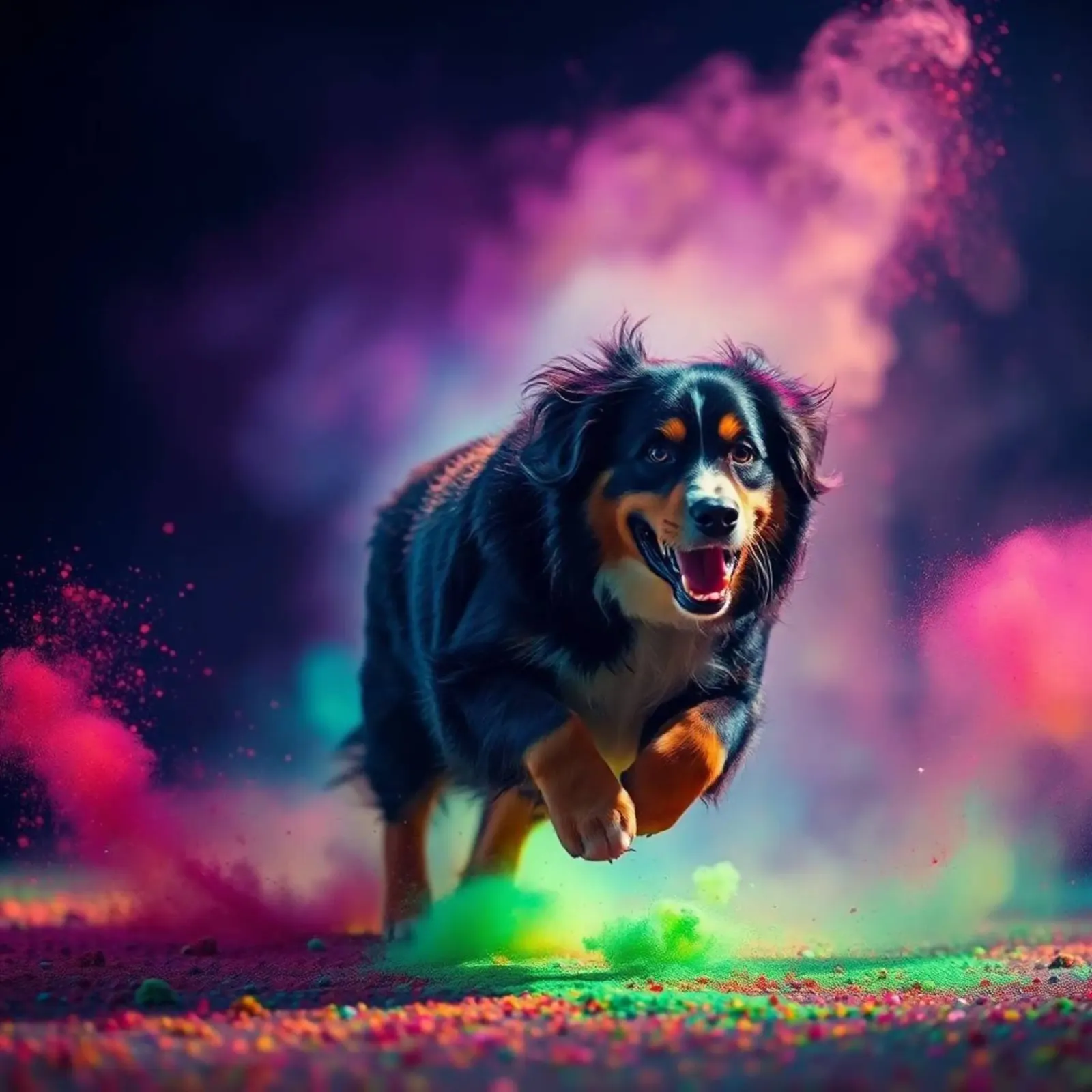 The colorful Bernese Mountain Dog #60 canvas with Floater frame by Yumis.Beargang.and.Me