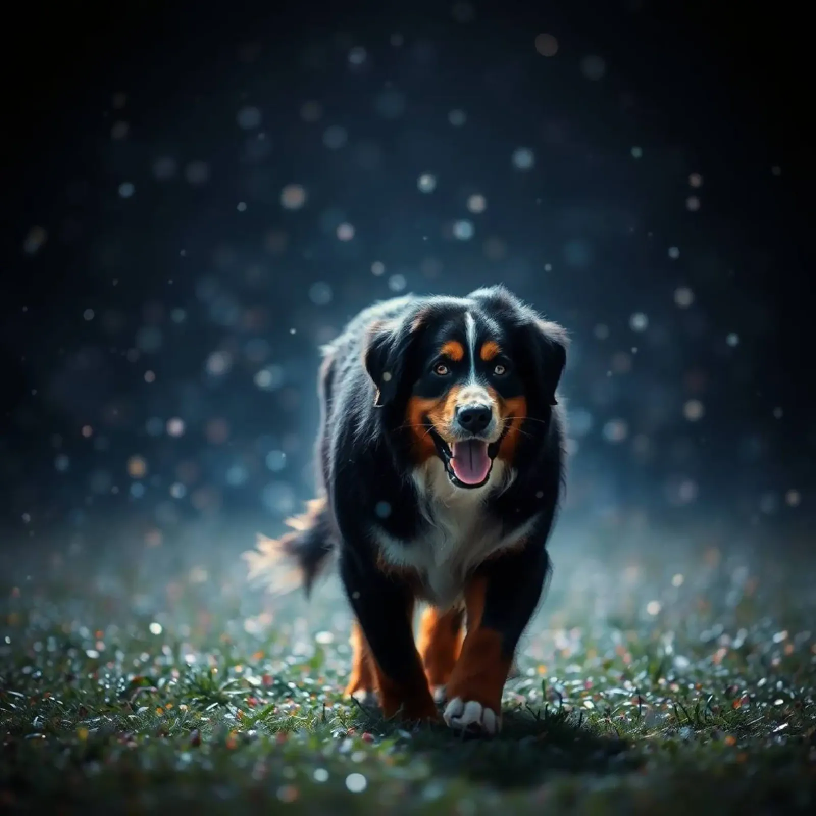 The colorful Bernese Mountain Dog #62 canvas with Floater frame by Yumis.Beargang.and.Me