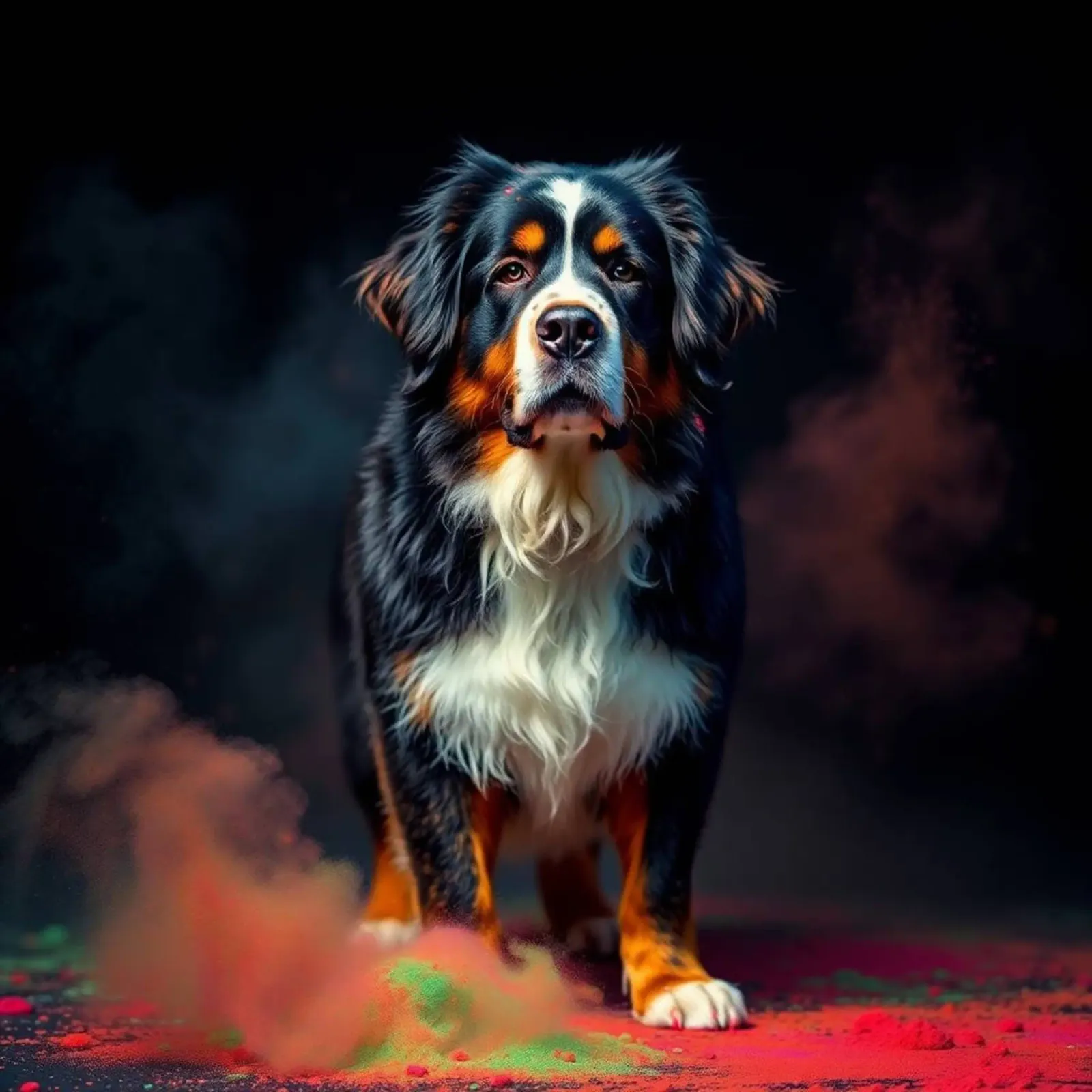 The colorful Bernese Mountain Dog #65 canvas with Floater frame by Yumis.Beargang.and.Me