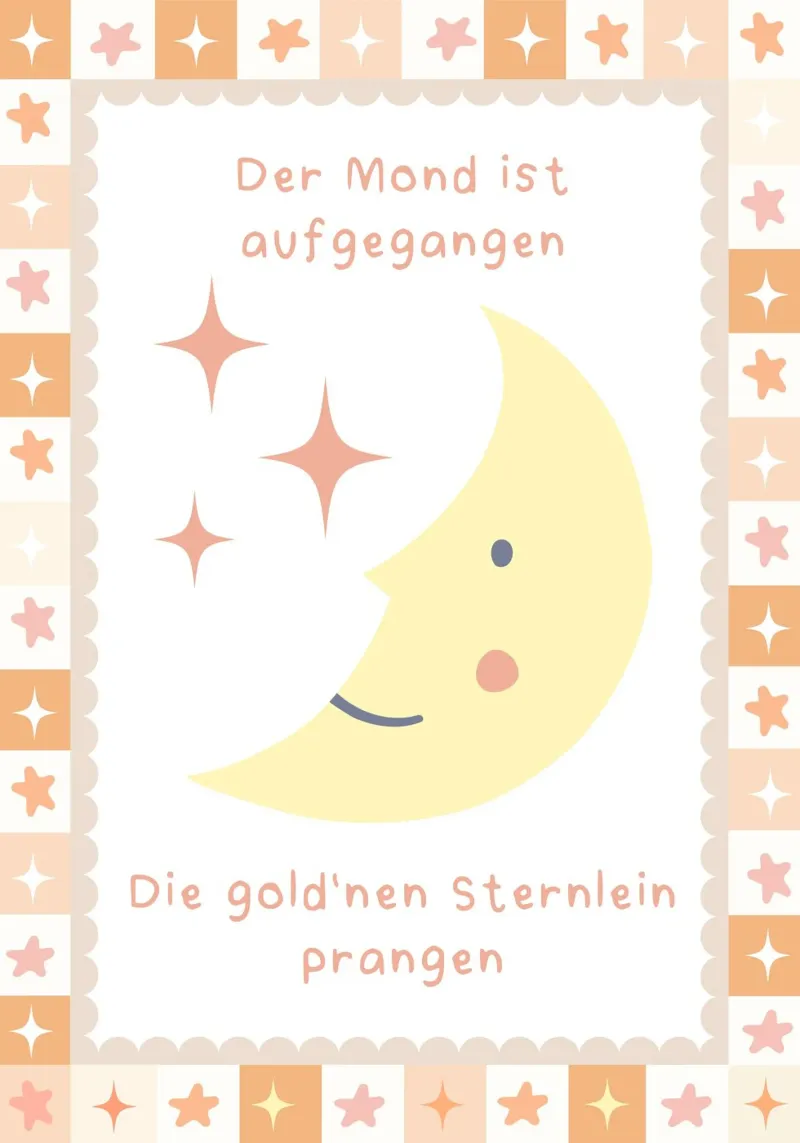La lune s'est levée, Nursery Rhyme, Children's Print poster de SunshinePrints