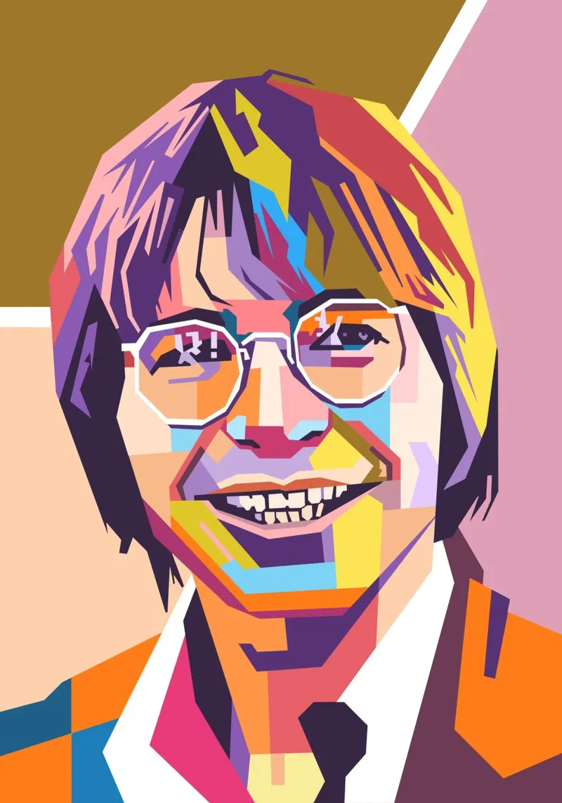 Ritratto pop art di John Denver poster con telaio in plastica da Hantamrata